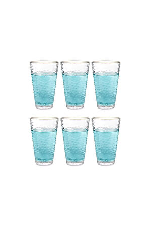 Ezme Dövülmüş Desen Cam Su, Meşrubat, Latte, Kahve, Bardağı Çeyiz Listesi 350 ml 6 Adet - 4361