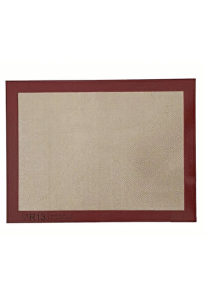 1. Sınıf Fırın Pişirme Altlığı, Mor Ölçülü Hamur Açma Matı 45 X 65 Cm, Bambu Saplı Silikon Merdane