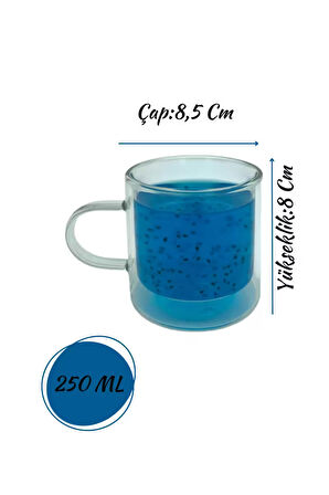 Çift Cidarlı Kahve,Latte,Çay Bardağı Seti -250 ML Cam Kupa Seti 6 Adet 2128