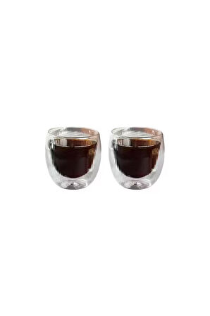 Çift Cidarlı Cam, Kahve, Latte, Espresso, Meşrubat 250 ml Bardak Seti 2 Adet 2321