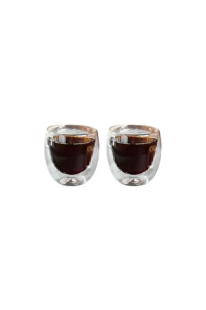 Çift Cidarlı Cam, Kahve, Latte, Espresso, Meşrubat 250 ml Bardak Seti 2 Adet 2321
