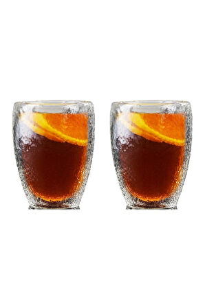 Çift Cidarlı Buzlu Kahve,Latte,Çay Bardağı Seti -300 ML Cam Kupa Seti 2 Adet 2221