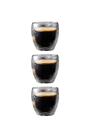 Çift Cidarlı Buzlu Kahve,Latte,Çay Bardağı Seti -250 ML Cam Kupa Seti 3 Adet 2220