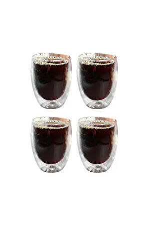Çift Cidarlı Çizgili Cam,Kahve,Latte,Ekspresso,Meşrub