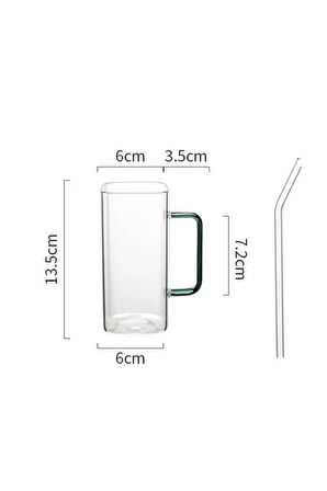 Kare Cam Siyah Kulplu Latte,Meşrubat,Nescafe,Süt,Su Bardağı 350 ml 3 Adet