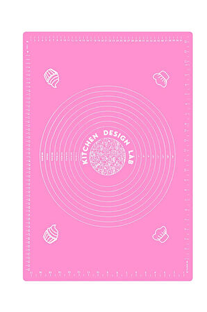 Pembe 45x65 Cm Silikon Hamur Açma Matı Ve Siyah Klasik Merdane