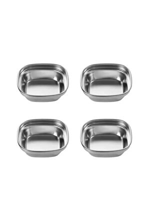 Metal Tekli - Mini Salata, Kahve Yanı Lokumluk, Sunum Kasesi, Sosluk, Çerezlik, Kahvaltılık - 4 Adet