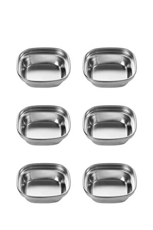 Metal Tekli - Mini Salata, Kahve Yanı Lokumluk, Sunum Kasesi, Sosluk, Çerezlik, Kahvaltılık - 6 Adet