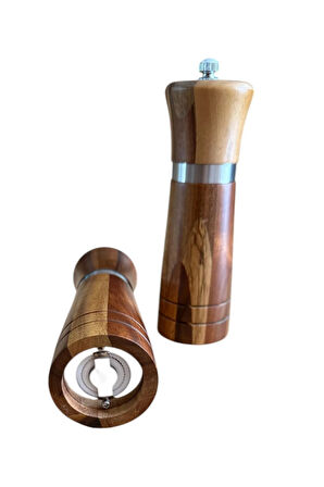 Akasya Komple Ahşap Gövdeli Tuz Karabiber Değirmeni Baharat Öğütücüsü 16 Cm - 2 Adet - 392