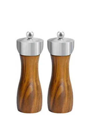 Akasya Komple Ahşap Gövdeli Tuz Karabiber Değirmeni Baharat Öğütücüsü 16 Cm - 2 Adet - 390