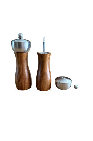 Akasya Komple Ahşap Gövdeli Tuz Karabiber Değirmeni Baharat Öğütücüsü 16 Cm - 2 Adet - 390