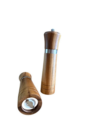 Akasya Komple Ahşap Tuz Karabiber Değirmeni Baharat Öğütücüsü 21 Cm - 2 Adet - 393