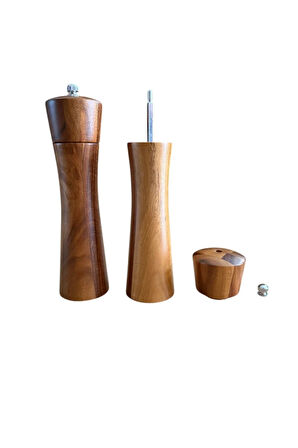 Akasya Komple Ahşap Gövdeli Tuz Karabiber Değirmeni Baharat Öğütücüsü 21 Cm - 2 Adet - 396