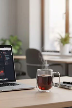 Çift Cidarlı Borosilikat Cam Neskafe, Latte, Filtre Kahve, Süt,Bitki Çayı Kupası 300 ML 2 Adet 2769
