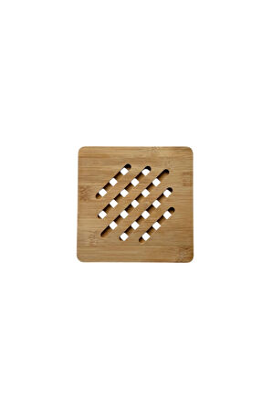 Bambu Çizgili Yuvarlak ve Kare Nihale, Bambu Nihale Tencere, Tava, Çaydanlık Altı  Altlık, 17 Cm