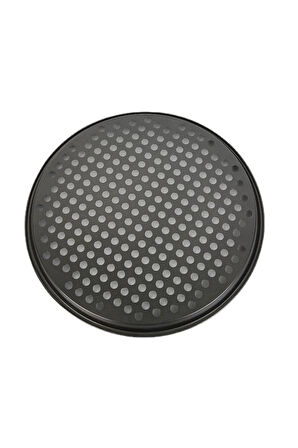 Paslanmaz Karbon Çelik, Delikli, Yanmaz Yapışmaz 32 Cm Büyük Boy Pizza ve Lahmacun Tepsisi