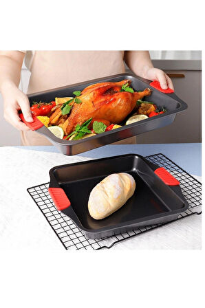Karbon Siyah Çelik Büyük Boy Fırın Tepsisi 24 x 40 x 7 cm - 1 Adet