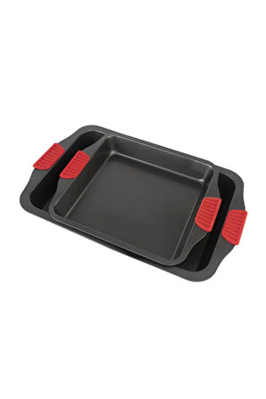 Karbon Siyah Çelik Orta ve Büyük Boy Fırın Tepsisi 24 x 40 x 7 cm - 2 Adet