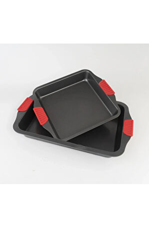 Karbon Siyah Çelik Orta ve Büyük Boy Fırın Tepsisi 24 x 40 x 7 cm - 2 Adet