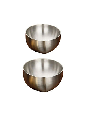 Paslanmaz Çelik Çift Cidarlı Kase, Çırpma ve Karıştırma Kabı Seti 18/10 - 304 Kalite - 2 Adet