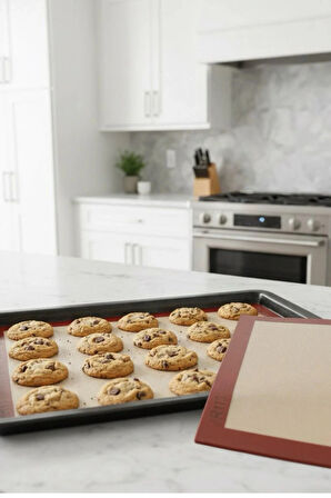 Yanmaz Yapışmaz, Yıkanabilir, Pişirme Matı ve Siyah Silikon Yanmaz Mutfak Fırın Eldiveni