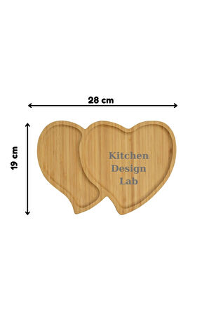 Bambu Çift Kalpli Sunum Ve Kahvaltı Tabağı, Steak Sunum Tabağı 1 Adet