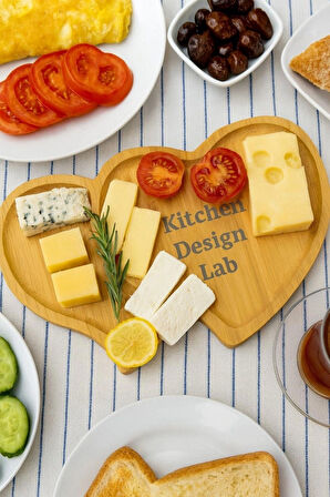 Bambu Çift Kalpli Sunum Ve Kahvaltı Tabağı, Steak Sunum Tabağı 1 Adet