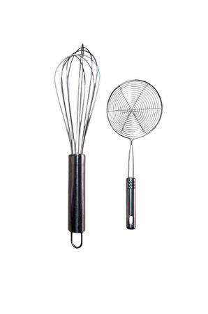 16 Cm Metal Saplı Kevgir ve 30 Cm Komple Metal Çırpıcı 2 Adet Set
