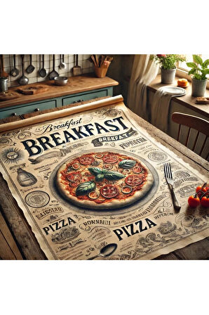 Vintage Desenli Breakfast Kahvaltı Servis Ve Sunum Kağıdı 37x28 Cm 250 Adet