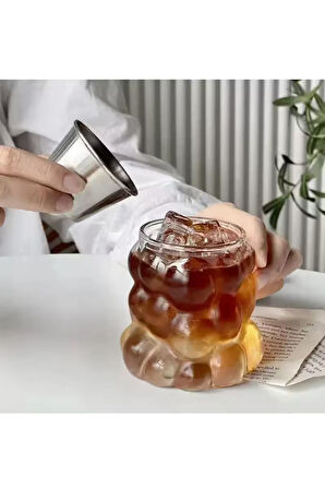 Yeni Stil Borosilikat Üzüm Şekilli Cam Bardak, Latte, Meşrubat, Bubble Bardak 300 ml 2 Adet - 2431