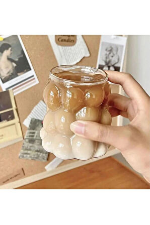 Yeni Stil Borosilikat Üzüm Şekilli Cam Bardak, Latte, Meşrubat, Bubble Bardak 300 ml 2 Adet - 2431