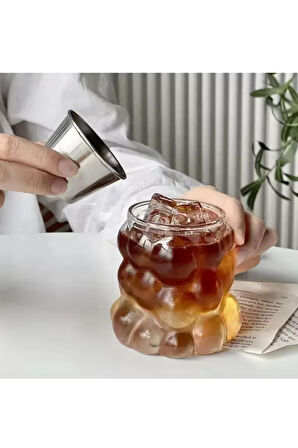 Yeni Stil Borosilikat Üzüm Şekilli Cam Bardak, Latte, Meşrubat, Bubble Bardak 300 ml 2 Adet - 2431