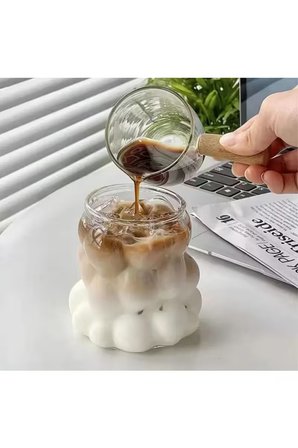 Yeni Stil Borosilikat Üzüm Şekilli Cam Bardak, Latte, Meşrubat, Bubble Bardak 300 ml 2 Adet - 2431