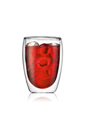 Yeni Tasarım Çift Cidarlı Borosilikat 350 ml Şeffaf Cam Bardak, Çeyiz Listesi, 6 Adet - 2772