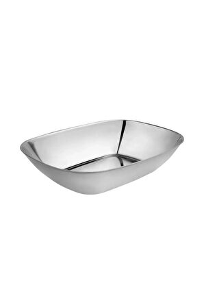 Paslanmaz Çelik Kayık Tabak Kase - Çerezlik, Meze Ve Salata Kasesi Sosluk, 17 Cm, 2 Adet Büyük Boy