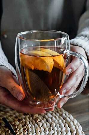 Çift Cidarlı Latte,Kahve,Meşrubat,Bitki Çayı Cam 300 ML Kupa Seti 4 Adet 2038