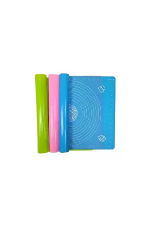 2'li Set 45x65 Cm Silikon Hamur Açma Matı Ve Çelik Spatula Hamur Kesici