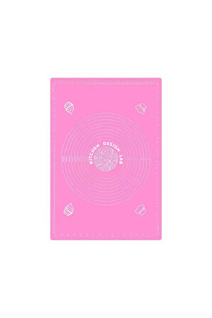 2'li Set Pembe 45x65 Cm Silikon Hamur Açma Matı Ve Çelik Spatula Hamur Kesici