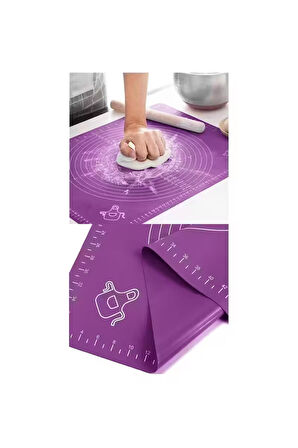 2'li Set 45x65 cm Silikon Hamur Açma Matı Ve Kare Mantımatik Seti