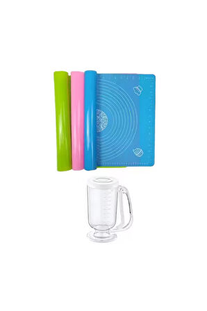 2'li Set 45x65 Cm Silikon Hamur Açma Matı Ve Hamur Porsiyonlayıcı