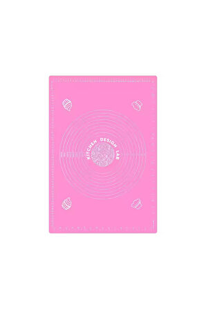 2'li Set Pembe 45x65 Cm Silikon Hamur Açma Matı Ve Hamur Porsiyonlayıcı
