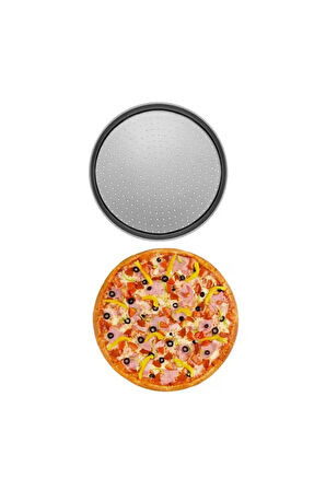 2'li Set Siyah 45x65 Cm Silikon Hamur Açma Matı Ve Pizza Tepsisi 32 Cm