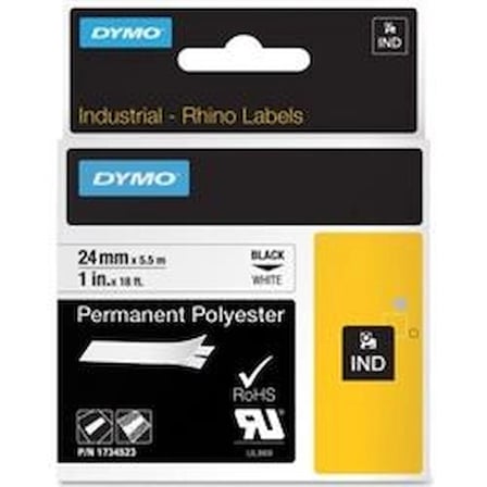 Dymo 18058 RhinoPRO Isıyla Küçülen Şerit19mmx1,5m Sarı-Siyah (KDO)
