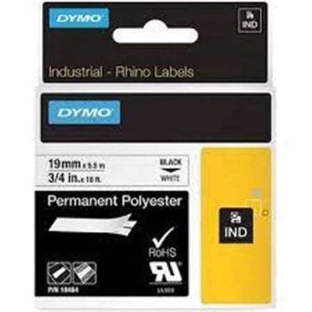 Dymo 18484 RhinoPRO SabitPolyester Şerit 19mmx5,5m Beyaz-Siyah (KDO)
