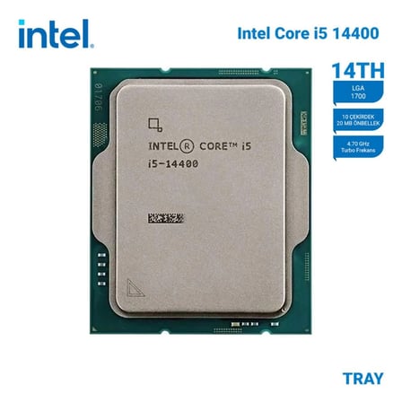 Intel Core i5 14400 TRAY 4.7GHz 20MB 1700 Kutusuz, Fansız İşlemci (KDO)