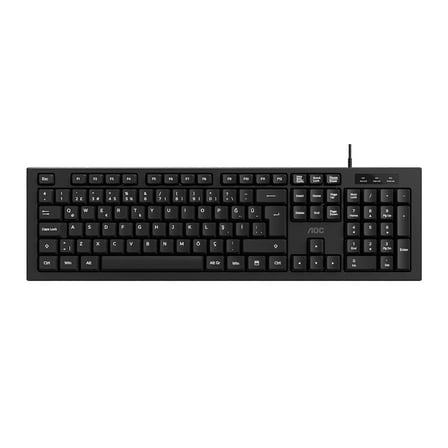 AOC KB130B-38 1,8mt Kablo Uzunluğu Usb Siyah Türkçe Kablolu Standart Klavye,Sessiz yazma (KDO)