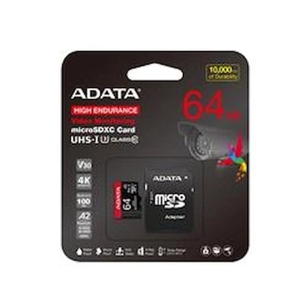 Adata 64 GB High Endurance microSDXC 4K U3 V30 A2 Hafıza Kartı (KDO)