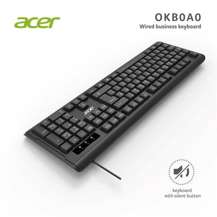 Acer OAK-0A0  Siyah Kablolu Sessiz Tuşlu  Klavye (Caps Lock) (Kablo Uzunluğu 1.50Cm) Caps Lock (KDO)