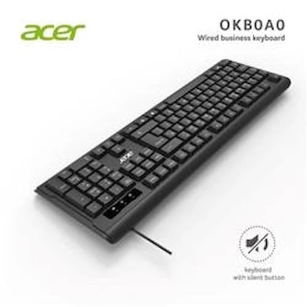 Acer OAK-0A0  Siyah Kablolu Sessiz Tuşlu  Klavye (Caps Lock) (Kablo Uzunluğu 1.50Cm) Caps Lock (KDO)