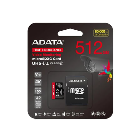 Adata 512 GB High Endurance microSDXC 4K U3 V30 A2 Hafıza Kartı (KDO)
